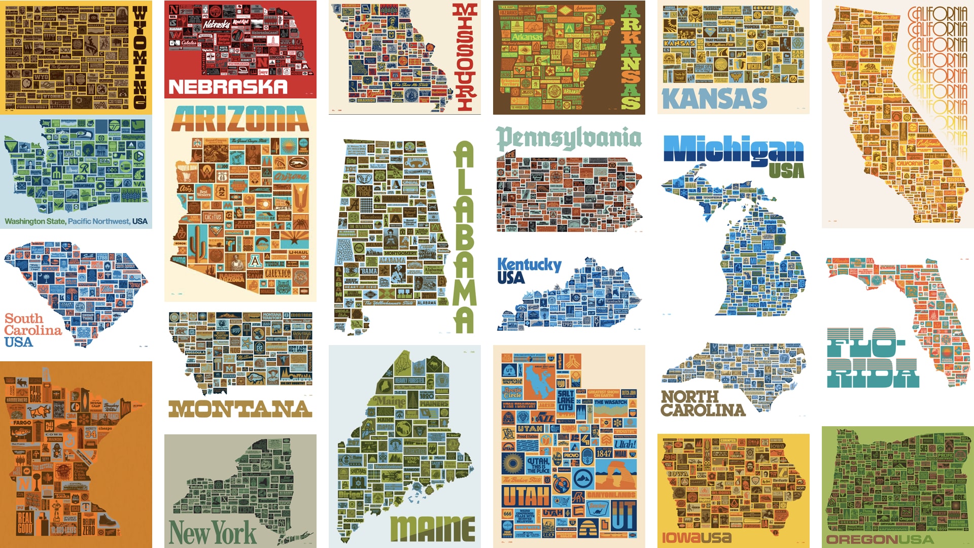  Aaron Draplin state posters 